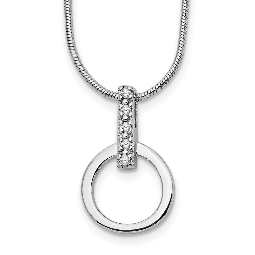 925 Sterling Silver Rhodium-plated 18 Inch Open Circle Diamond Necklace, 2" Ext.